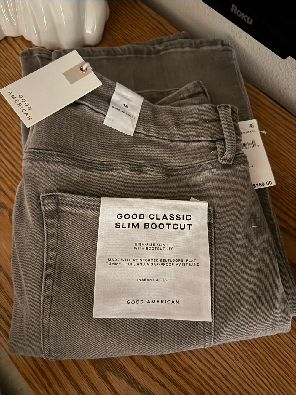 Good American Good Classic Slim Bootcut Jeans - Gray